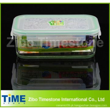High Borosilicate 900ml Rectangular Alimentação Storate Box Com Tampa Plástica Tight